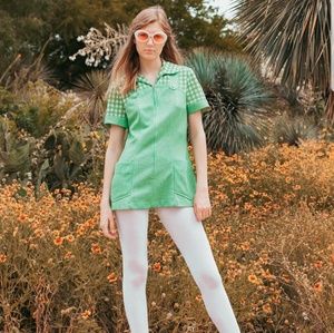 🥀SOLD🥀Vintage Lime Green Gingham Print Tunic